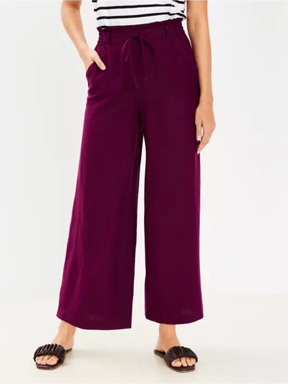 Linen Wide Leg Pants - XL - Ann Taylor Loft